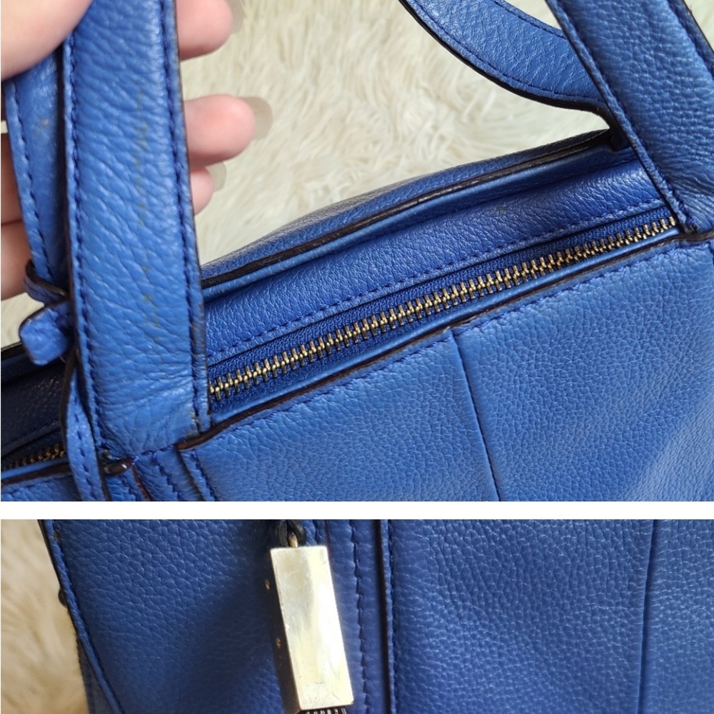 Kate Spade Cobalt Blue Dominique Grey Street Leather Satchel with tassel. GUC - Picture 2 of 9